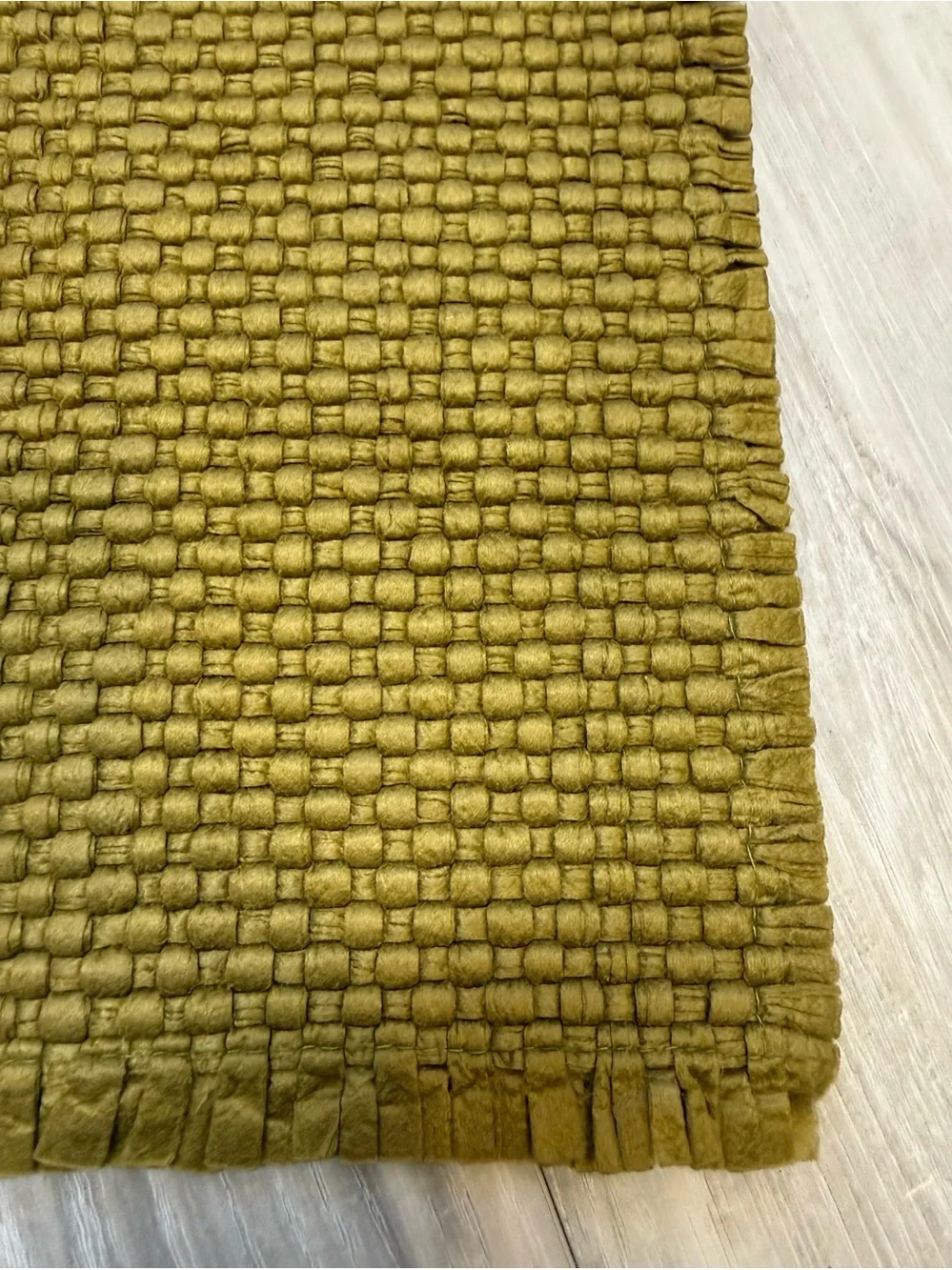 Four Textured Olive Green Woven Placemats Set - Home Dining